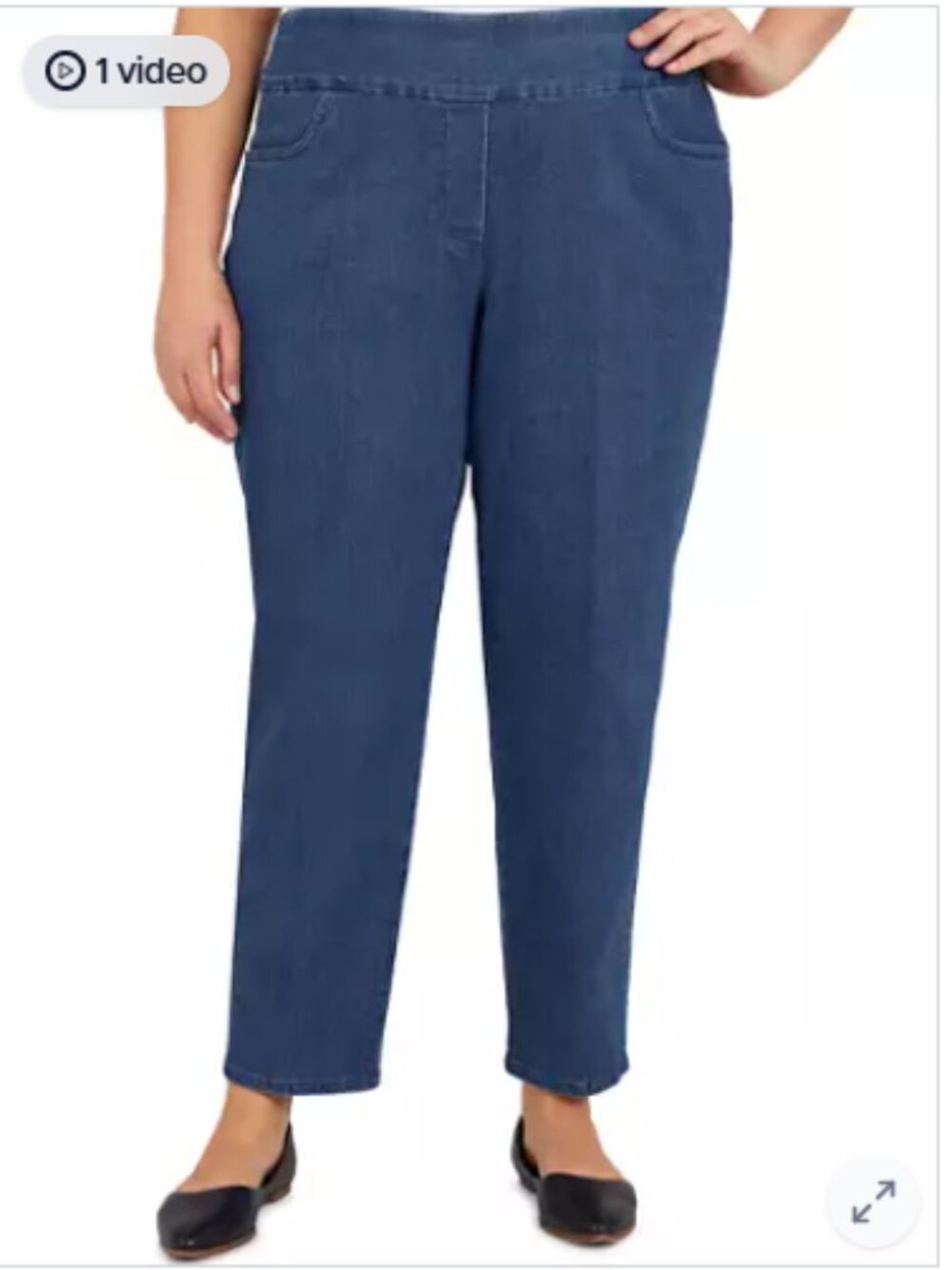 Alfred Dunner Women's Allure Pull On Modern Fit Medium Indigo Denim Pants, 14